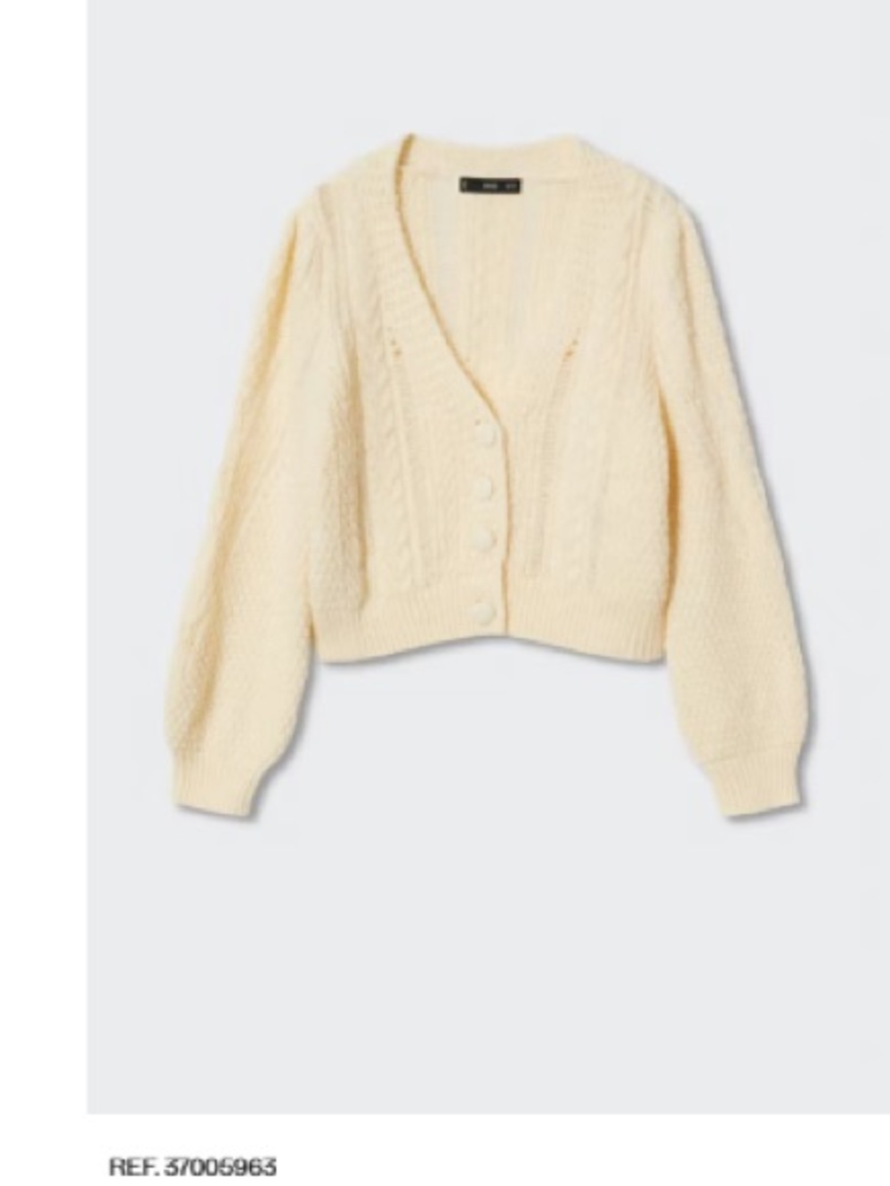 Zara Cream Cable-Knit Cropped Button Cardigan